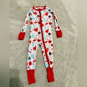 Little Sleepies Gray Sweet Valentine Candy Hearts Zippy Pajamas 12-18M Bamboo
